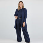 Elegant 3-piece set including long cardigan, top and pants