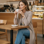 Elegant 3-piece set including long cardigan, top and pants