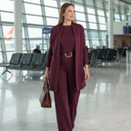 Elegant 3-piece set including long cardigan, top and pants