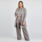 Elegant 3-piece set including long cardigan, top and pants